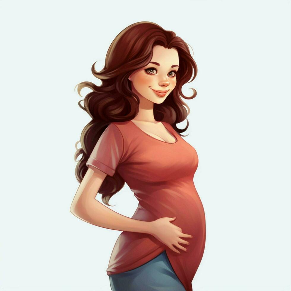 Pregnant Person 2d cartoon illustraton on white background photo