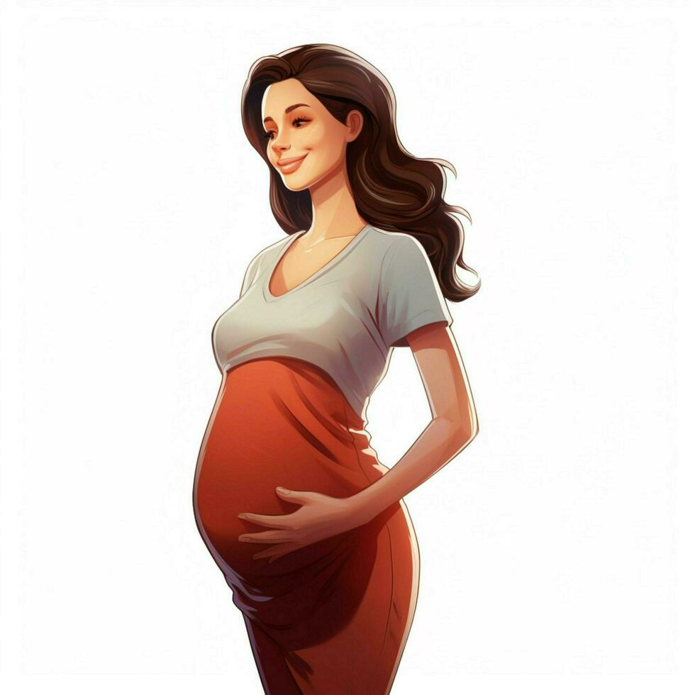 Pregnant Person 2d cartoon illustraton on white background photo