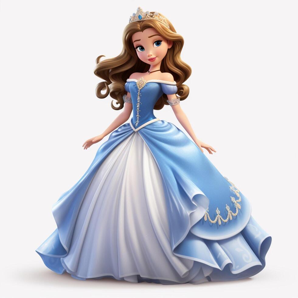 Princess 2d cartoon illustraton on white background high q photo