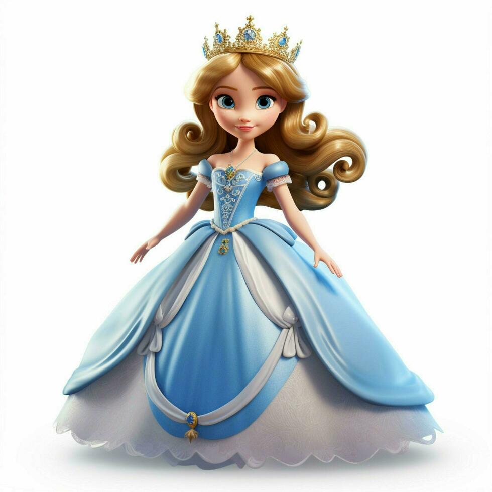 Princess 2d cartoon illustraton on white background high q photo