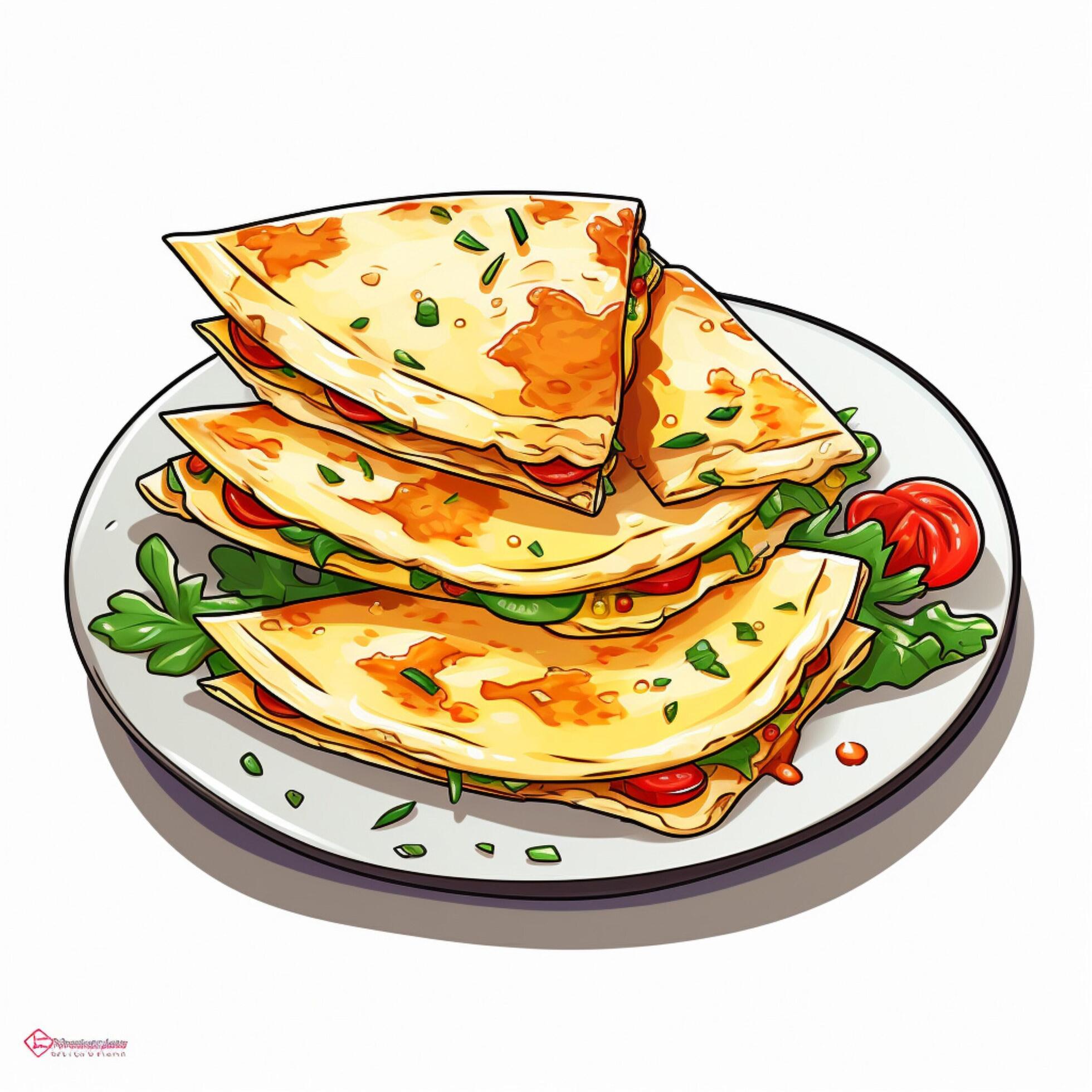 quesadillas 2d vector ilustración dibujos animados en blanco backgr