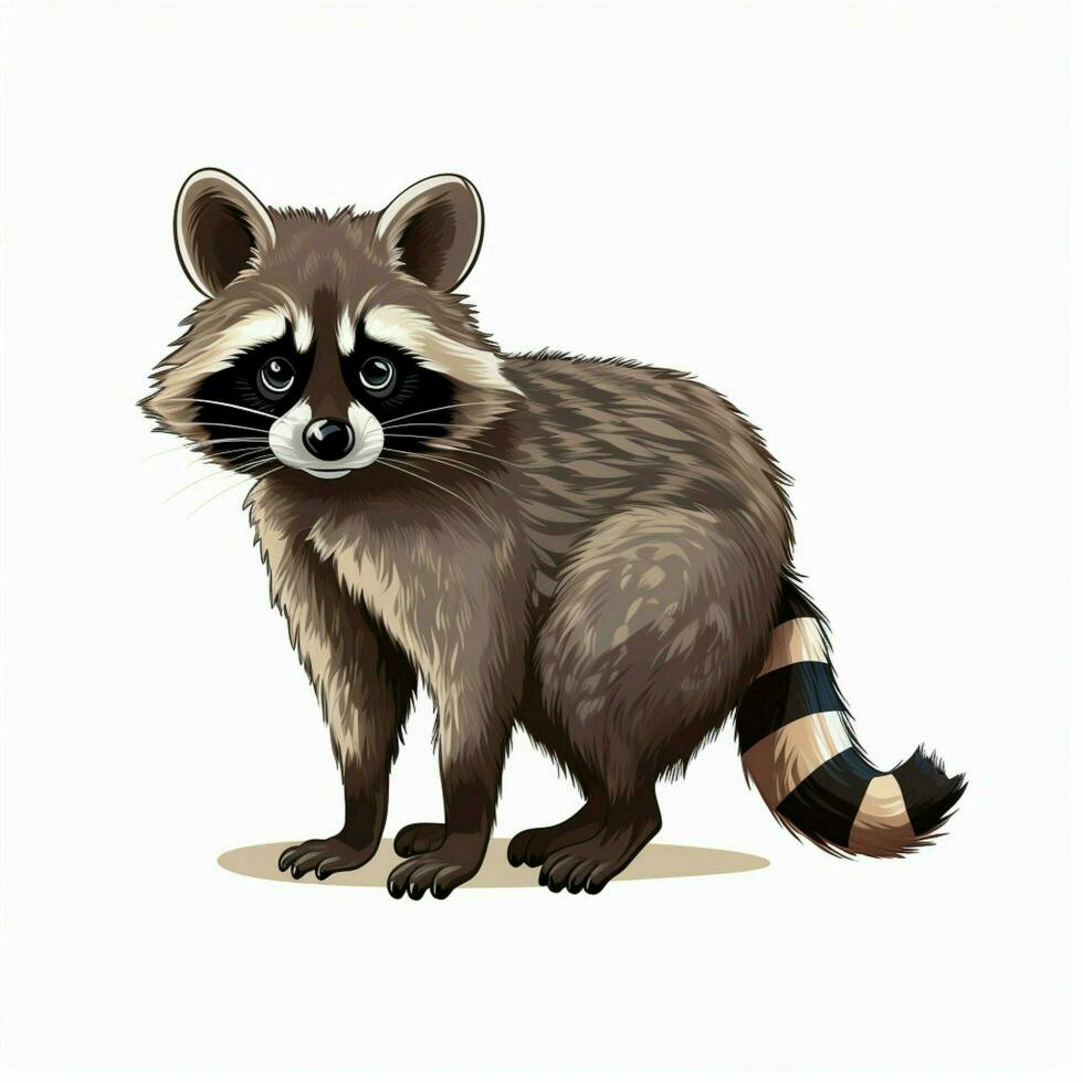 Racoon 2d cartoon vector illustration on white background photo