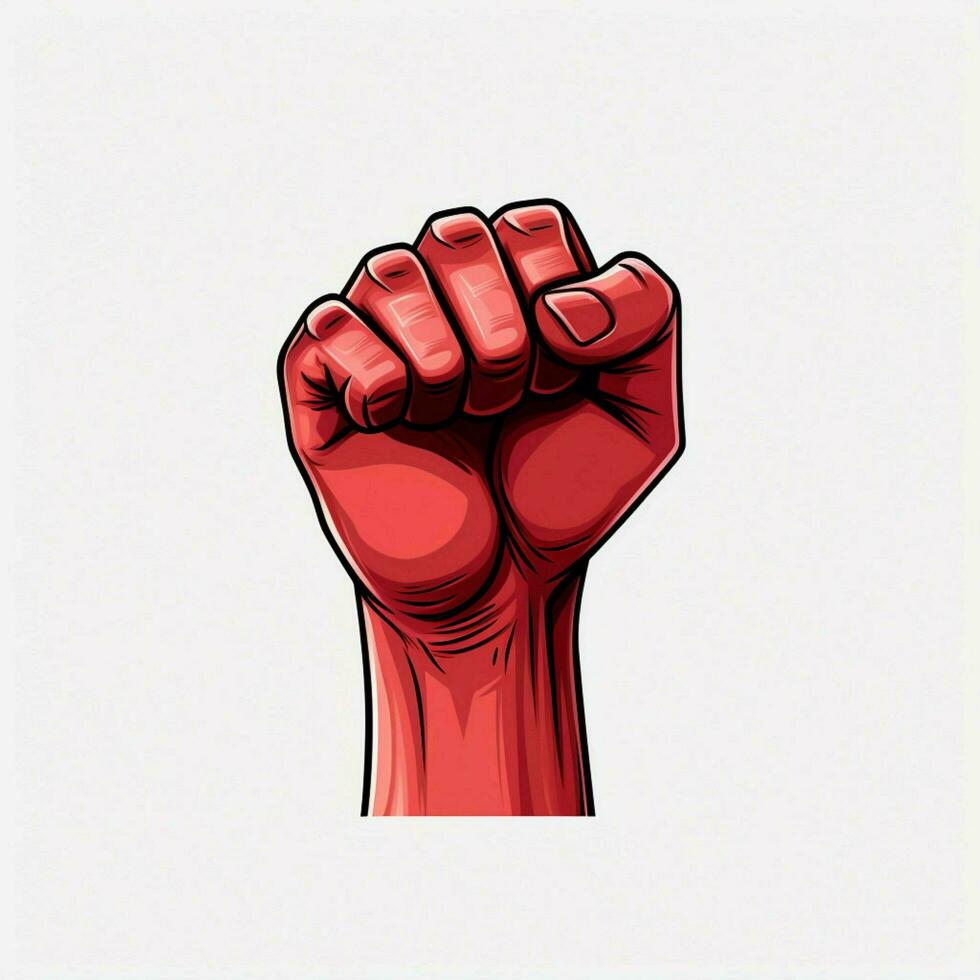 Raised Fist 2d cartoon illustraton on white background hig photo