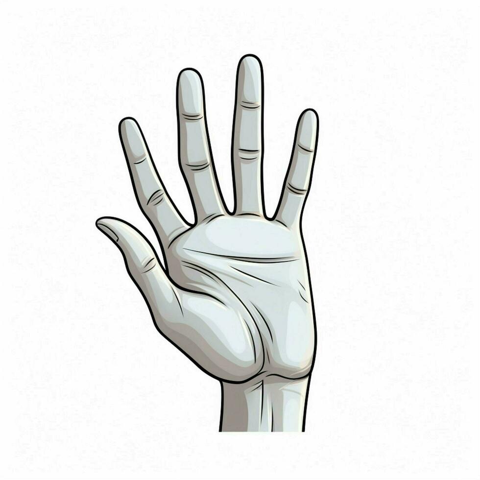 Raised Hand 2d cartoon illustraton on white background hig photo