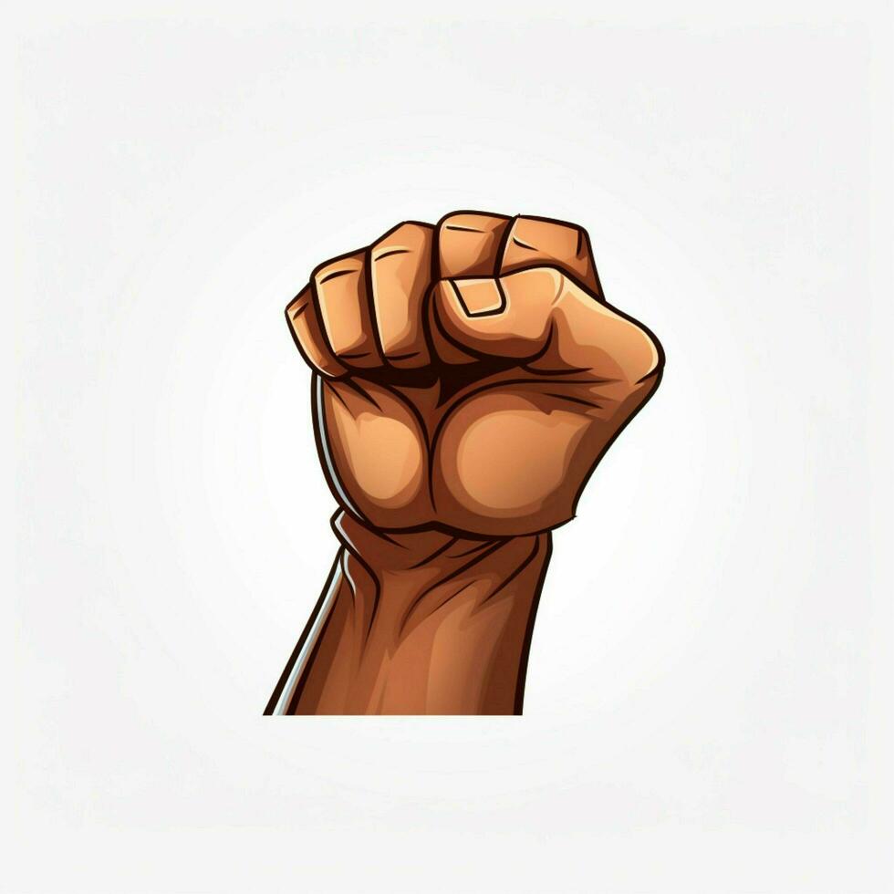 Raised Fist 2d cartoon illustraton on white background hig photo