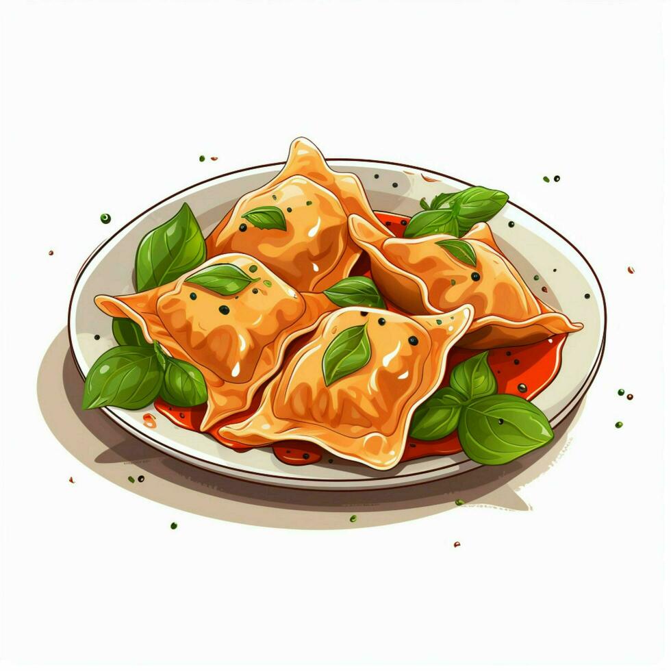 Ravioli 2d vector illustration cartoon in white background photo