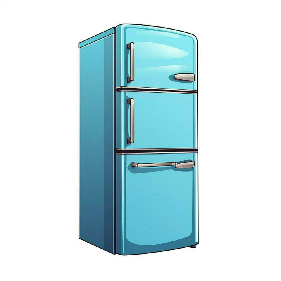 Refrigerator commonly fridge 2d cartoon illustraton on whi photo