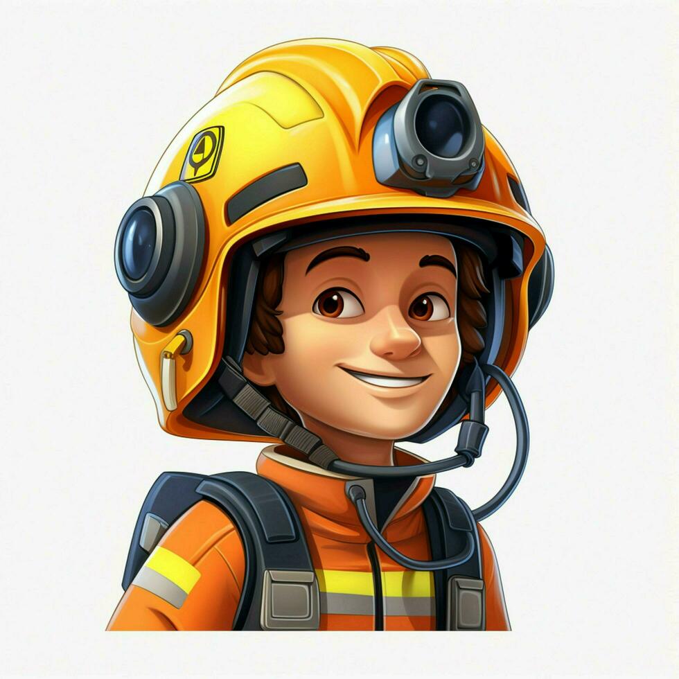 Rescue Workers Helmet 2d cartoon illustraton on white back photo