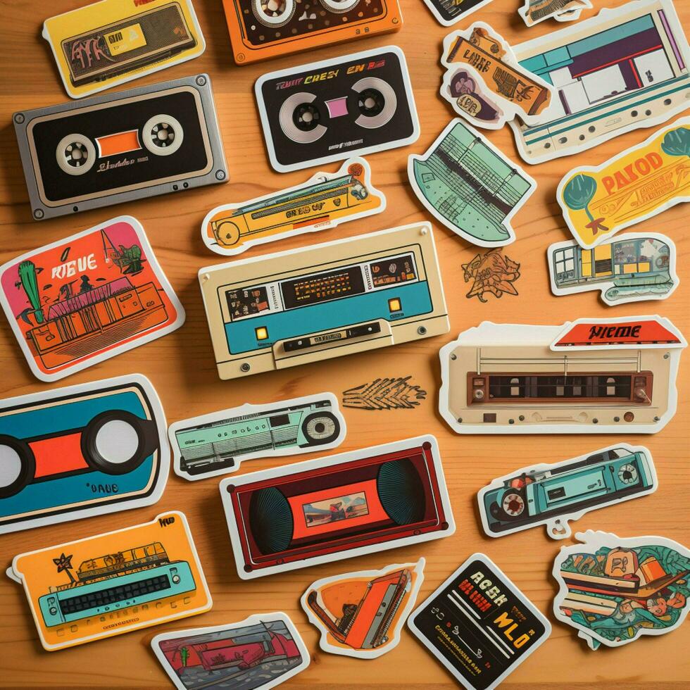 Retro-inspired music-themed sticker collection photo