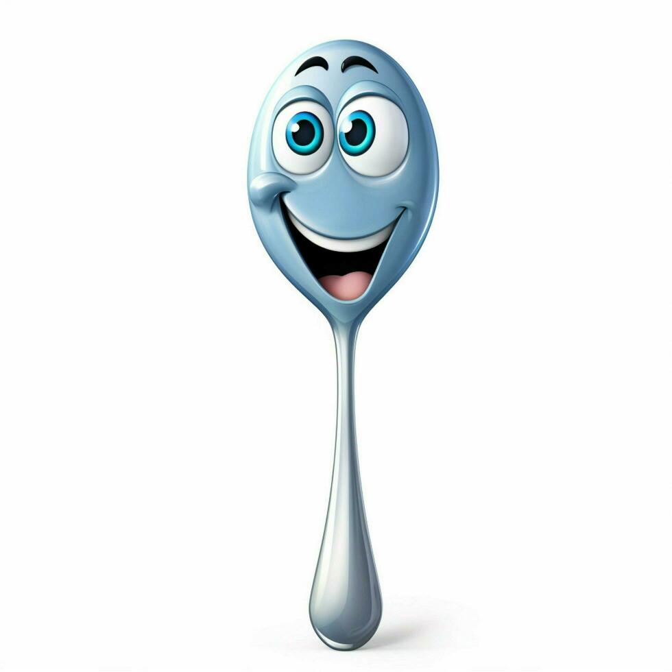 Regular Spoon 2d cartoon illustraton on white background h photo