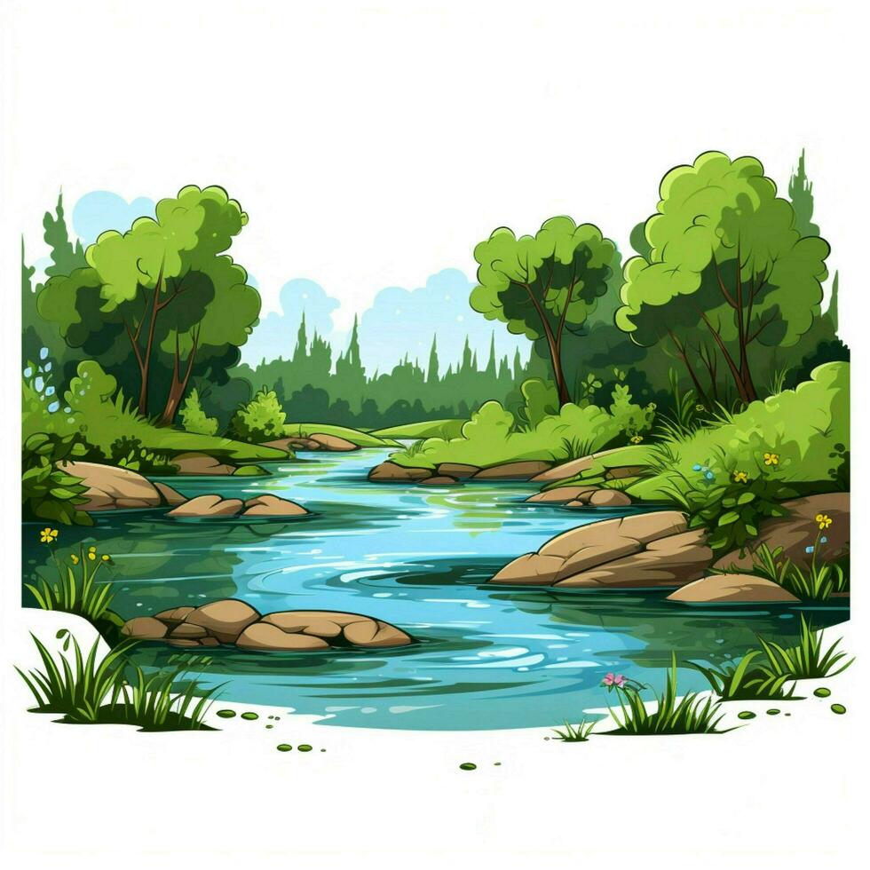 río 2d dibujos animados vector ilustración en blanco antecedentes h foto