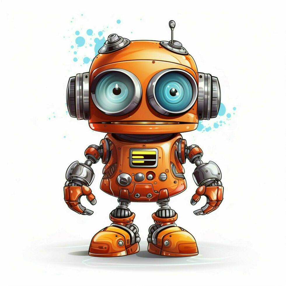 Robot kit 2d cartoon illustraton on white background high photo