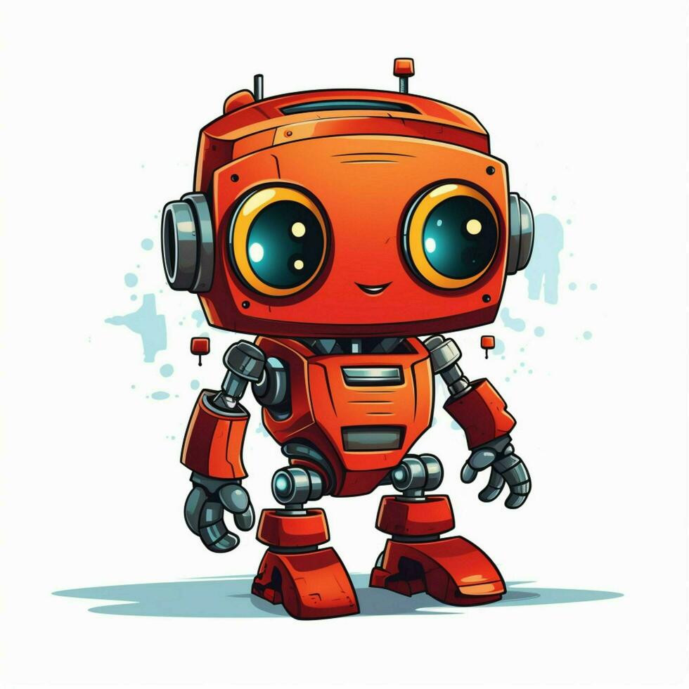 Robot kit 2d cartoon illustraton on white background high photo