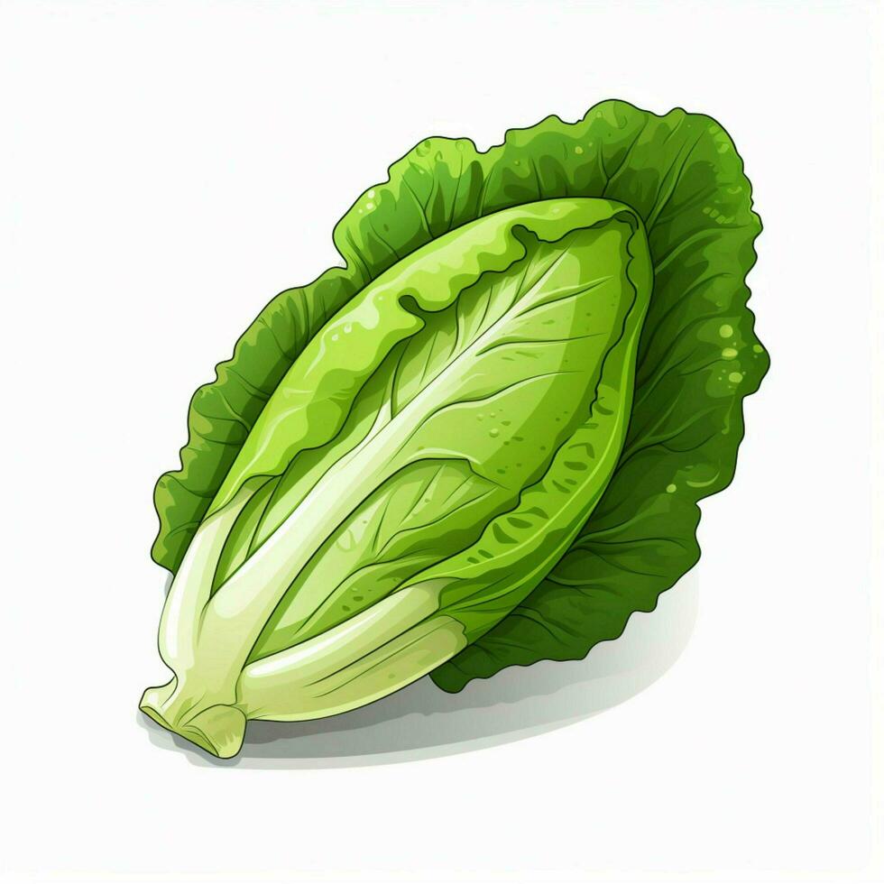 lechuga romana 2d vector ilustración dibujos animados en blanco antecedentes foto