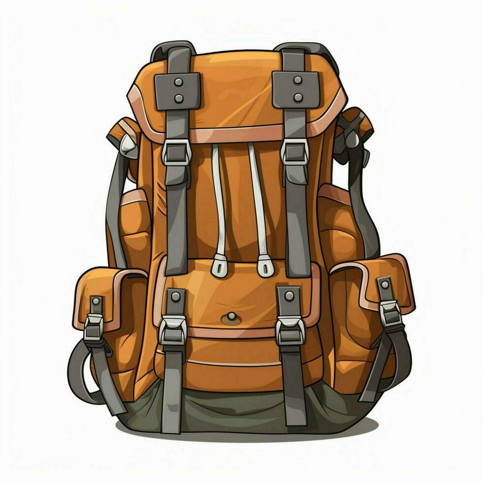 Rucksack 2d cartoon vector illustration on white backgroun photo