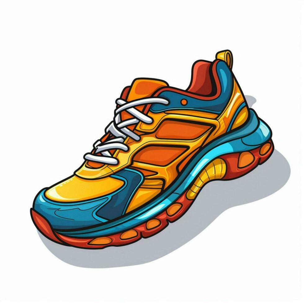 Running Shoe 2d cartoon illustraton on white background hi photo