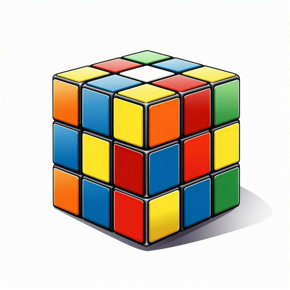 Rubiks Cube 2d cartoon illustraton on white background hig photo