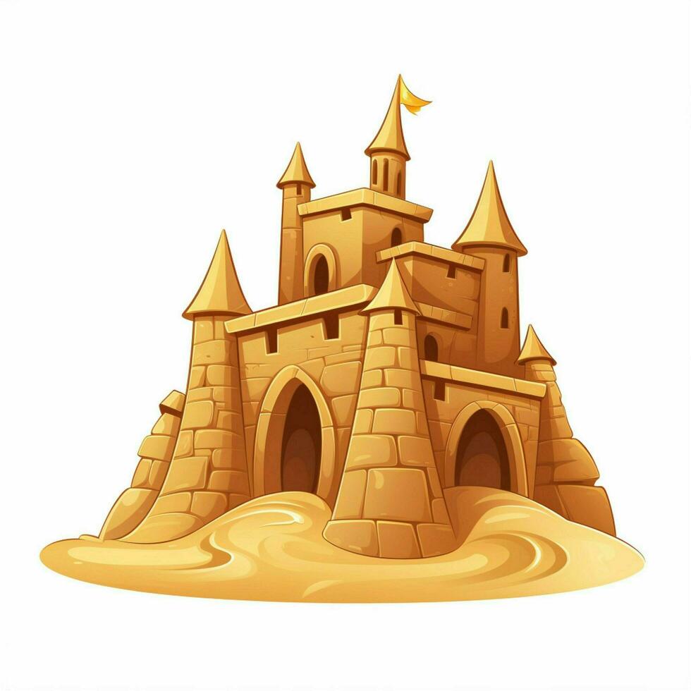 Sandcastle 2d cartoon vector illustration on white backgro photo