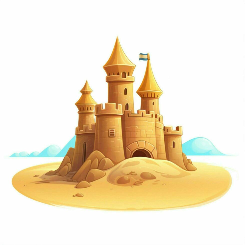 Sandcastle 2d cartoon vector illustration on white backgro photo