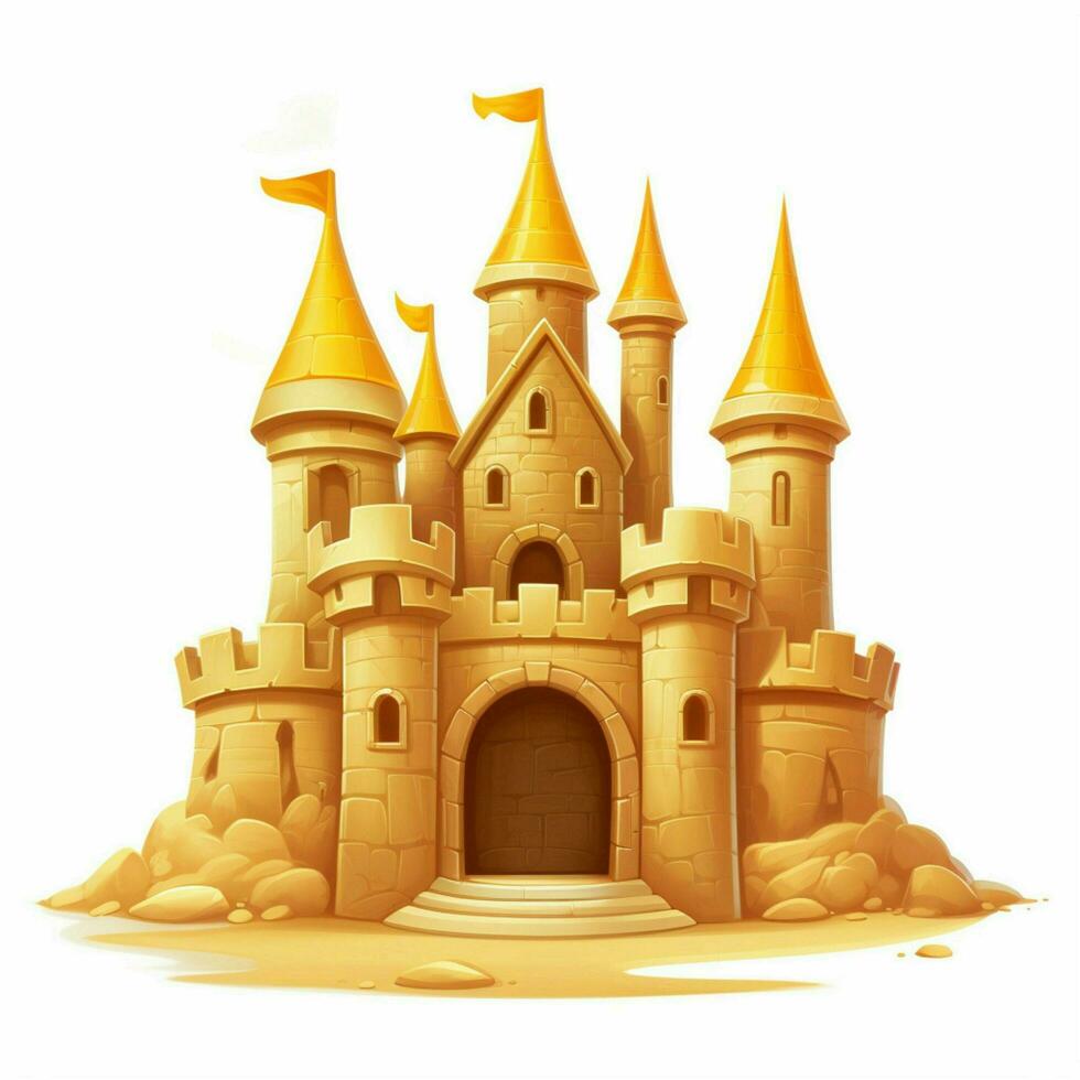 Sandcastle 2d cartoon vector illustration on white backgro photo