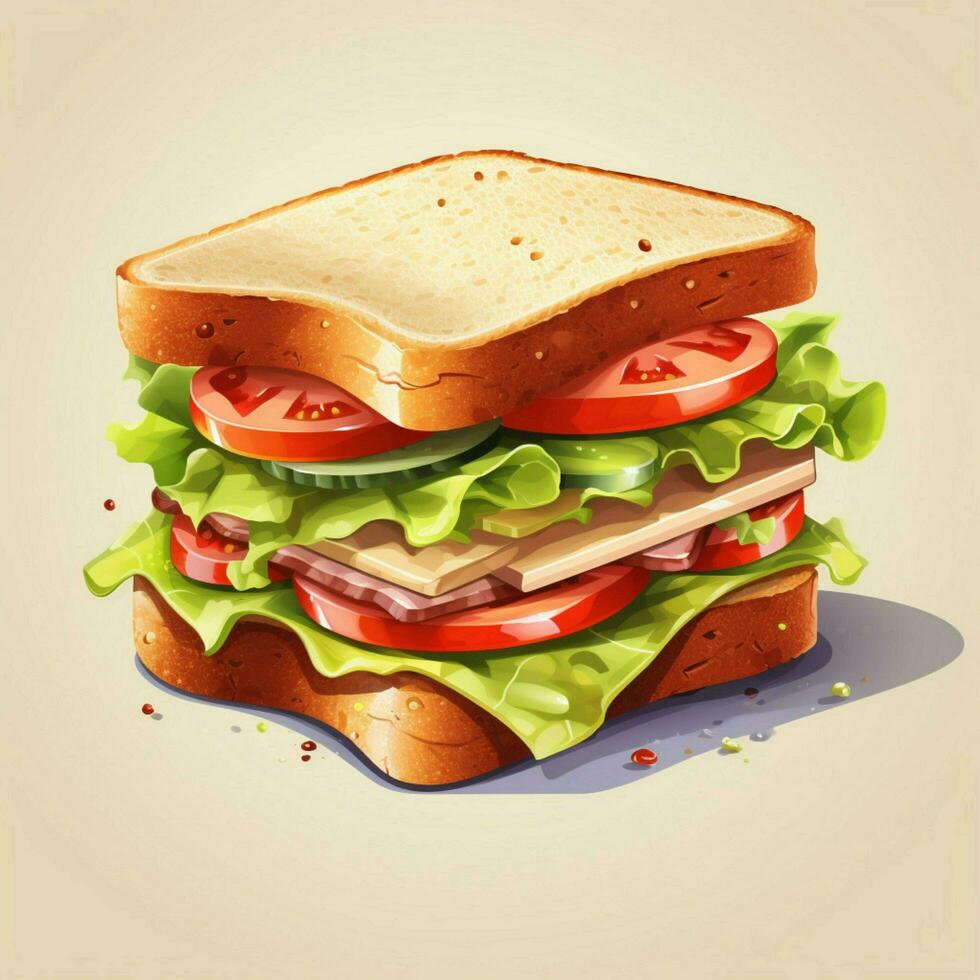 Sandwich 2d cartoon vector illustration on white backgroun photo