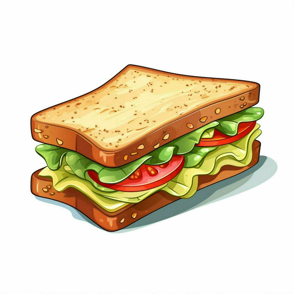 Sandwich 2d cartoon vector illustration on white backgroun photo