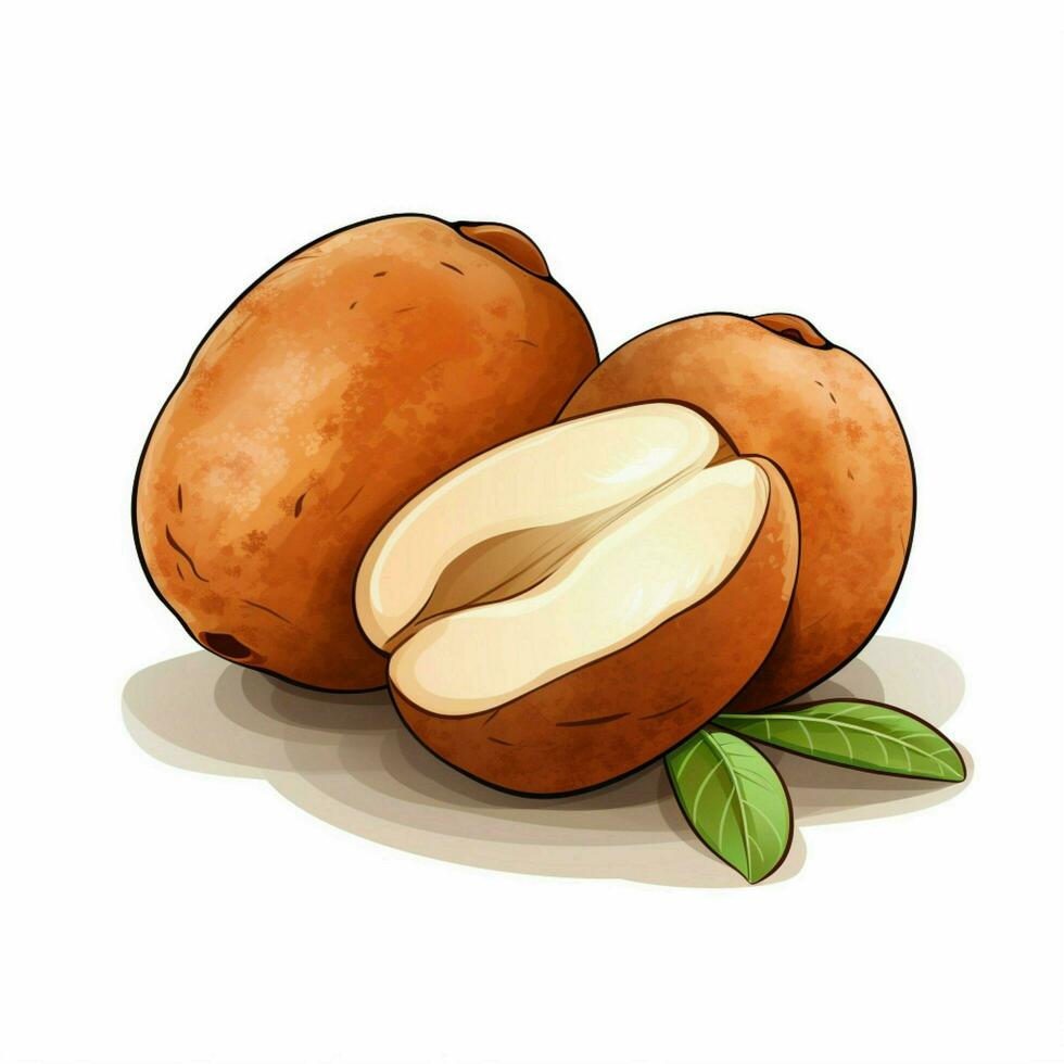 Sapodilla 2d cartoon illustraton on white background high photo