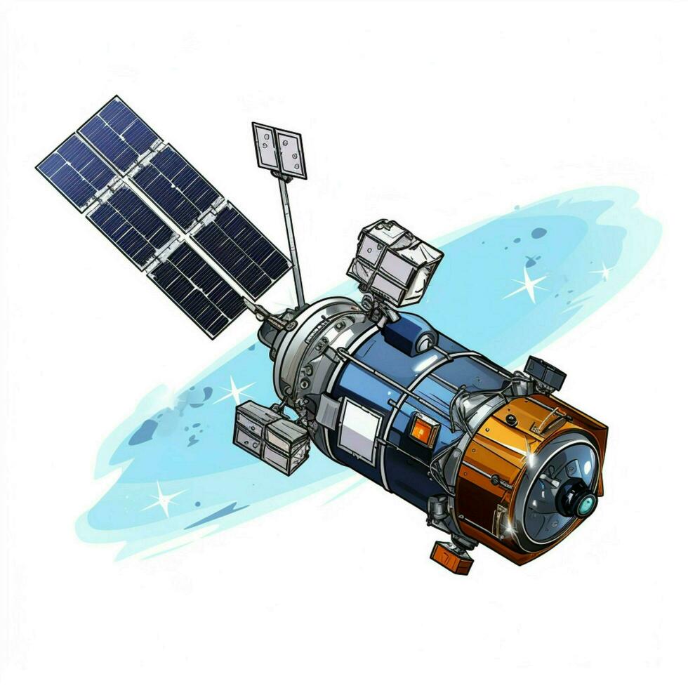 satélite 2d dibujos animados vector ilustración en blanco backgrou foto