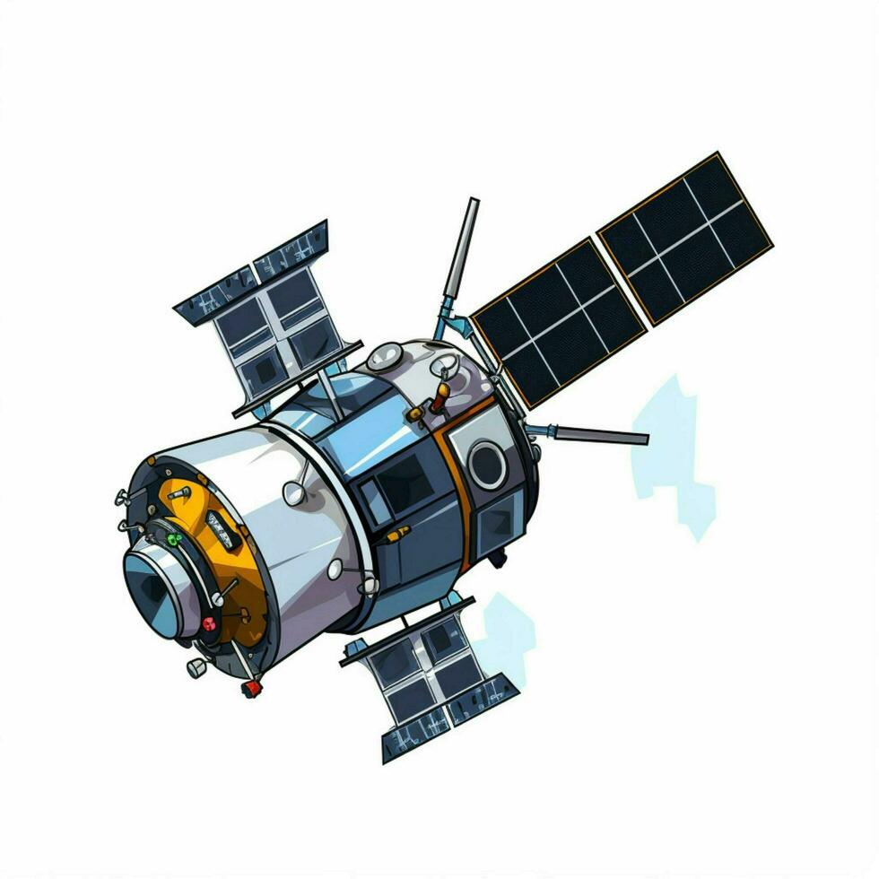 Satellite 2d cartoon vector illustration on white backgrou photo