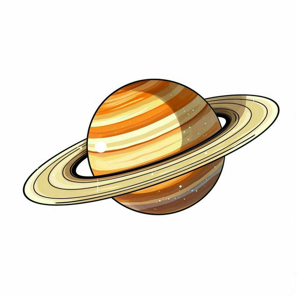 Saturno 2d dibujos animados vector ilustración en blanco antecedentes foto