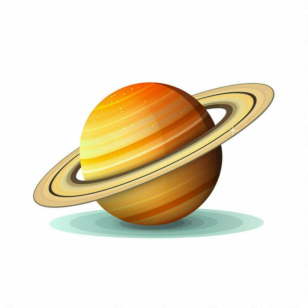 Saturno 2d dibujos animados vector ilustración en blanco antecedentes foto