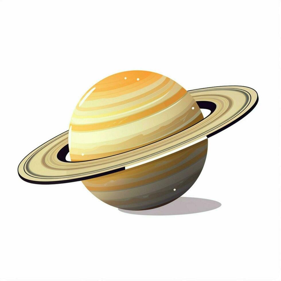 Saturno 2d dibujos animados vector ilustración en blanco antecedentes foto