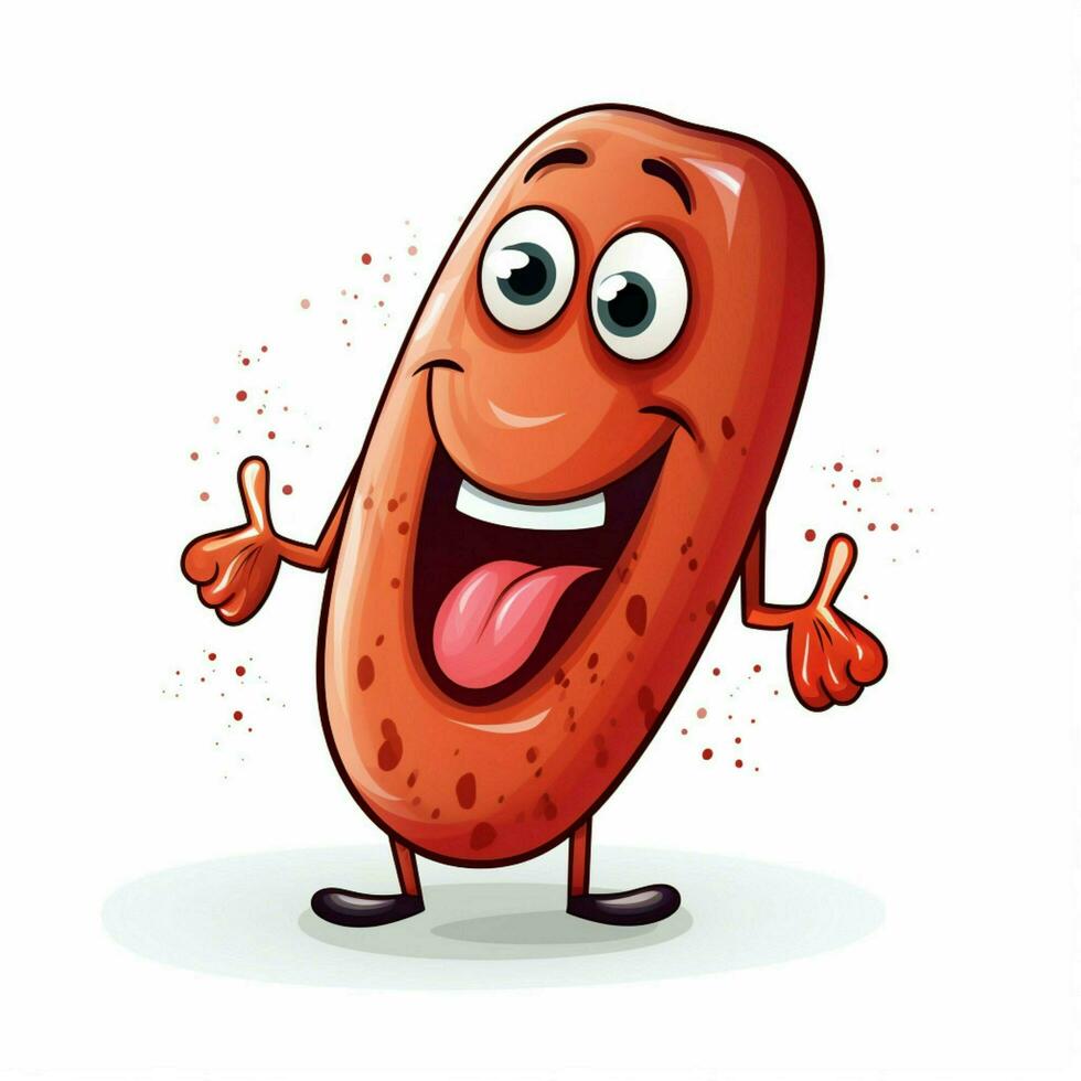 Sausage 2d cartoon vector illustration on white background photo