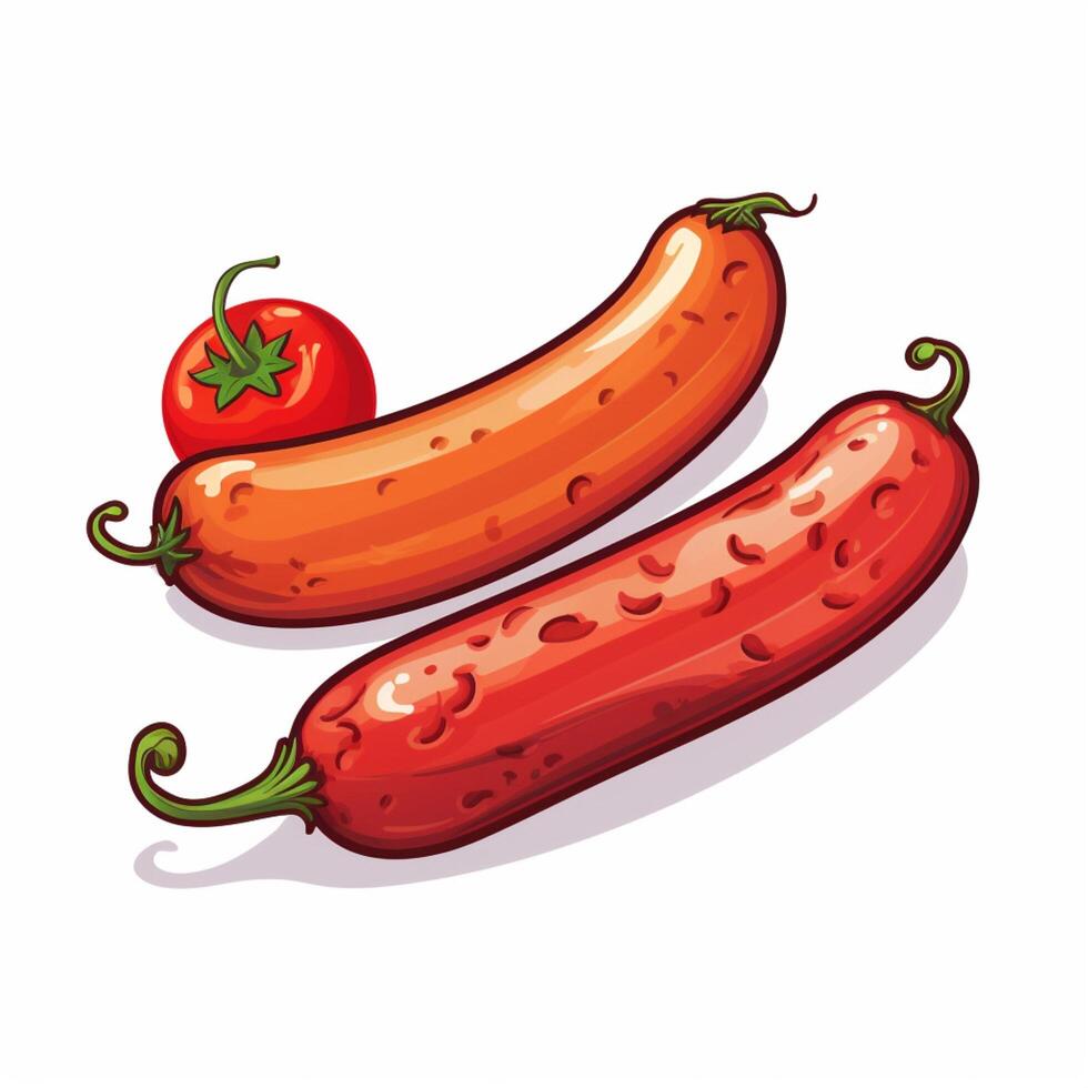Sausage 2d cartoon vector illustration on white background photo