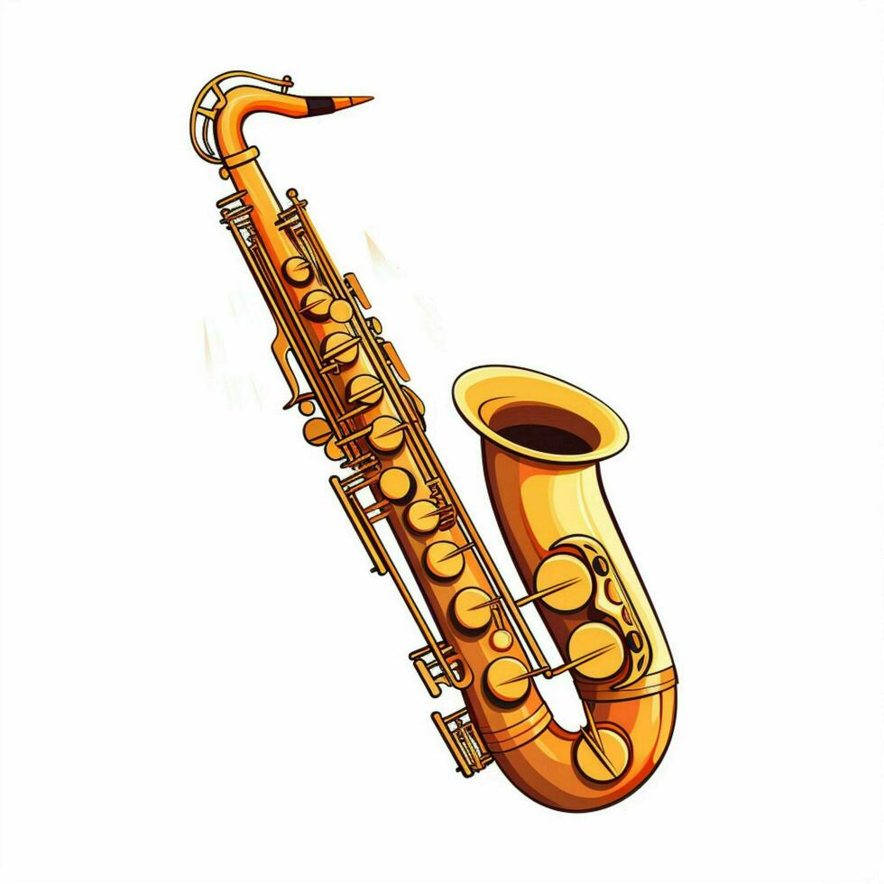 Saxophone 2d cartoon vector illustration on white backgrou photo