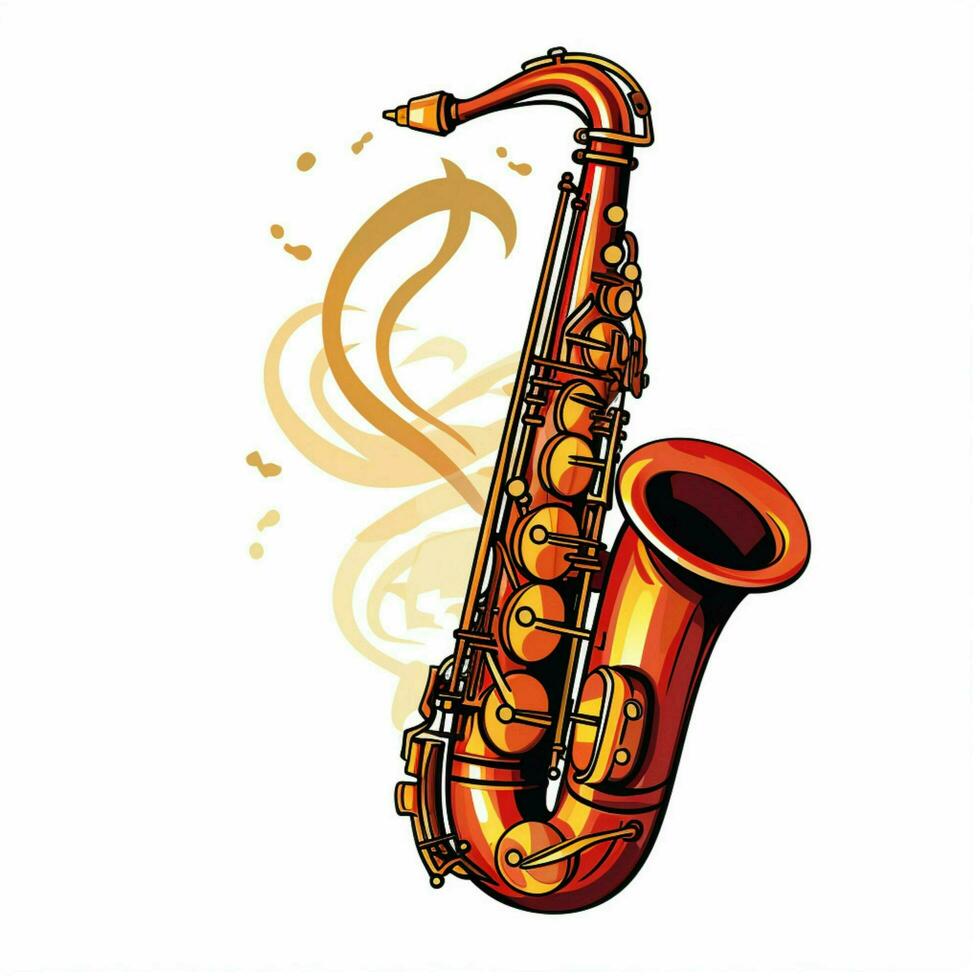Saxophone 2d cartoon vector illustration on white backgrou photo