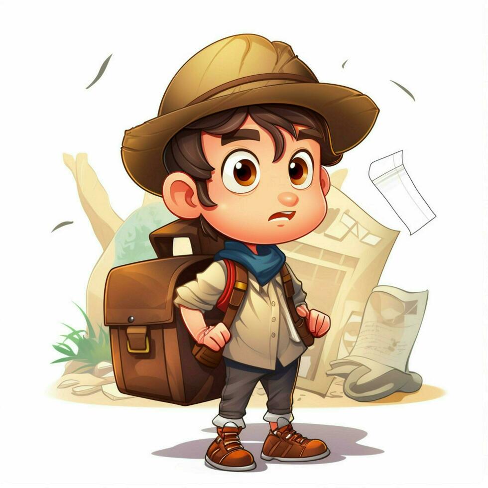 Scavenger hunt 2d cartoon vector illustration on white bac photo