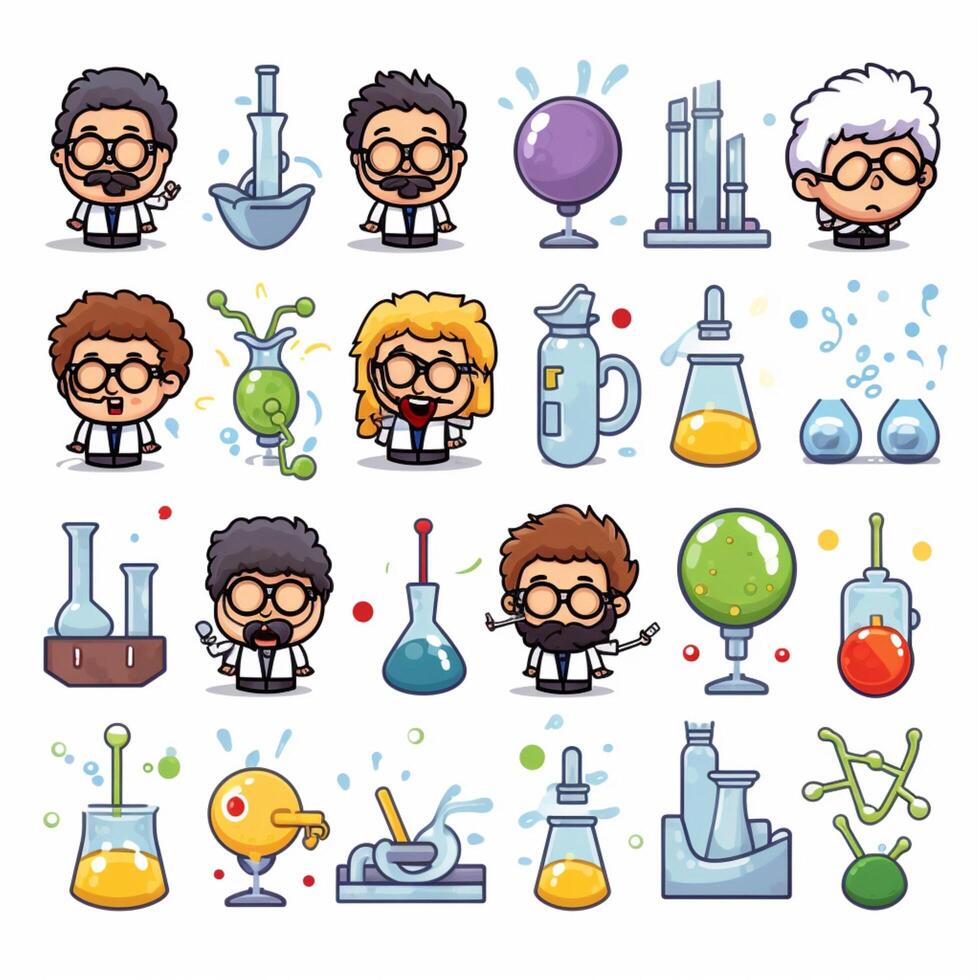 Science Emojis 2d cartoon vector illustration on white bac 30692426