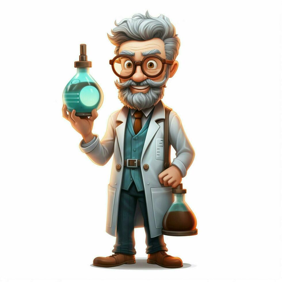 Scientist 2d cartoon illustraton on white background high photo