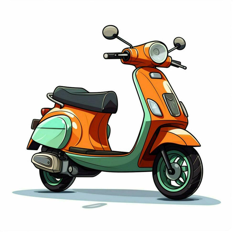 Scooter 2d cartoon illustraton on white background high qu photo