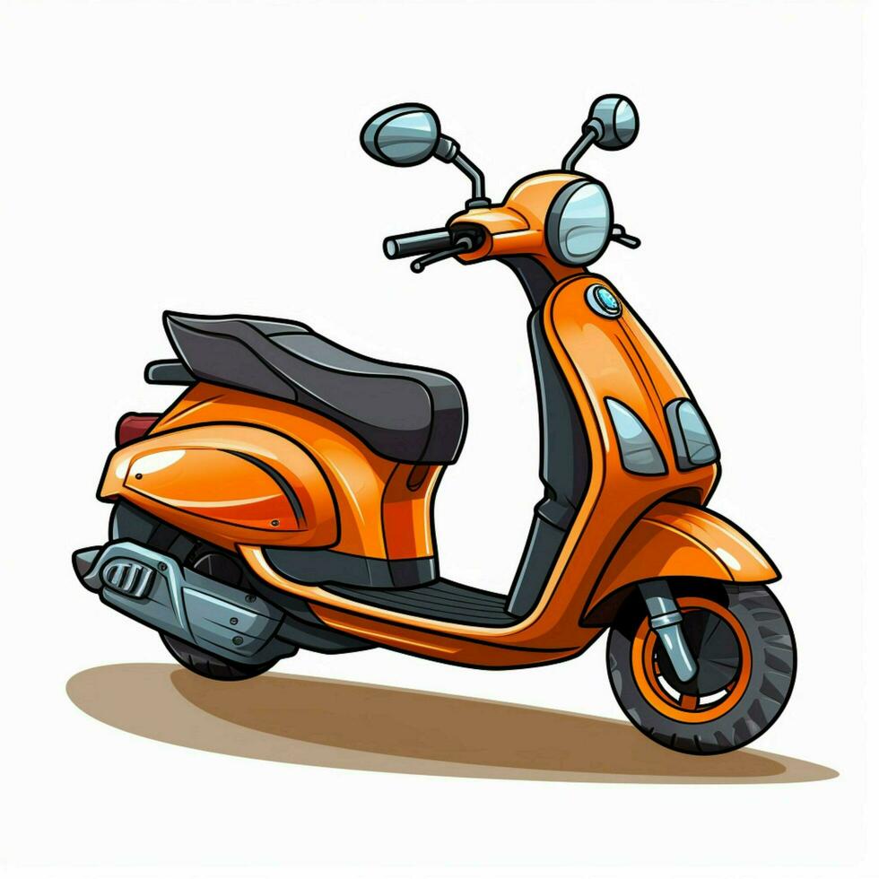 Scooter 2d cartoon vector illustration on white background photo