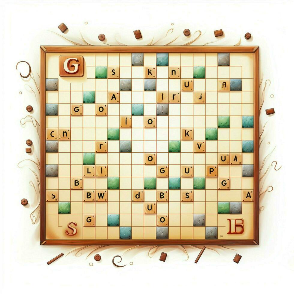 Scrabble 2d cartoon illustraton on white background high q photo