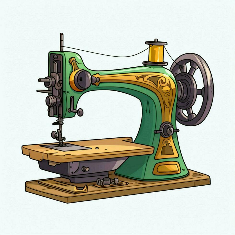Sewing machine 2d cartoon illustraton on white background photo