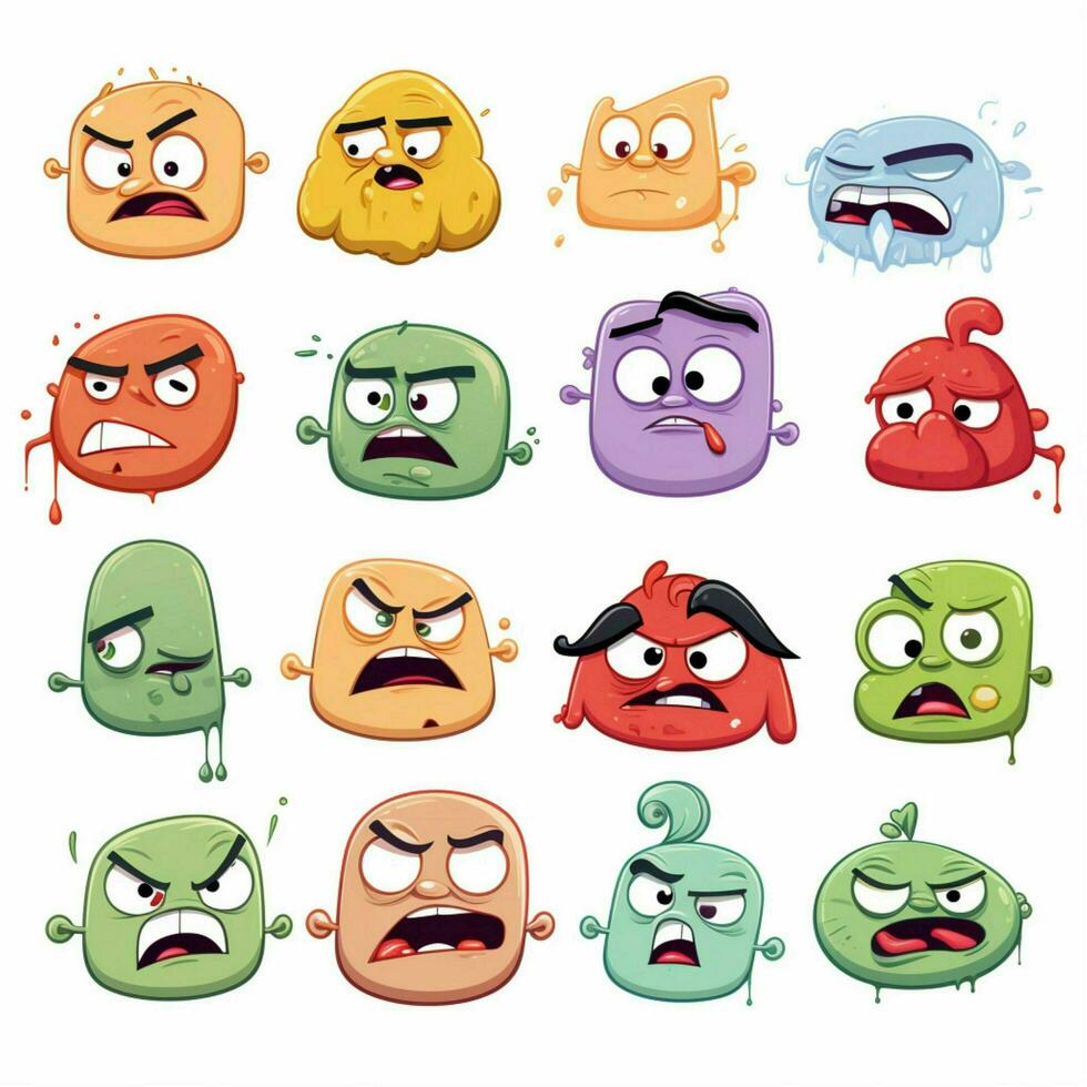 Sick Faces Emojis 2d cartoon vector illustration on white photo