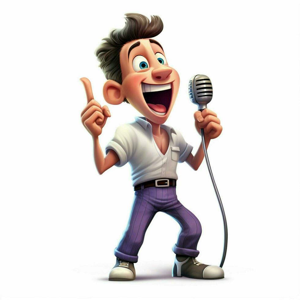 Singer 2d cartoon illustraton on white background high qua photo