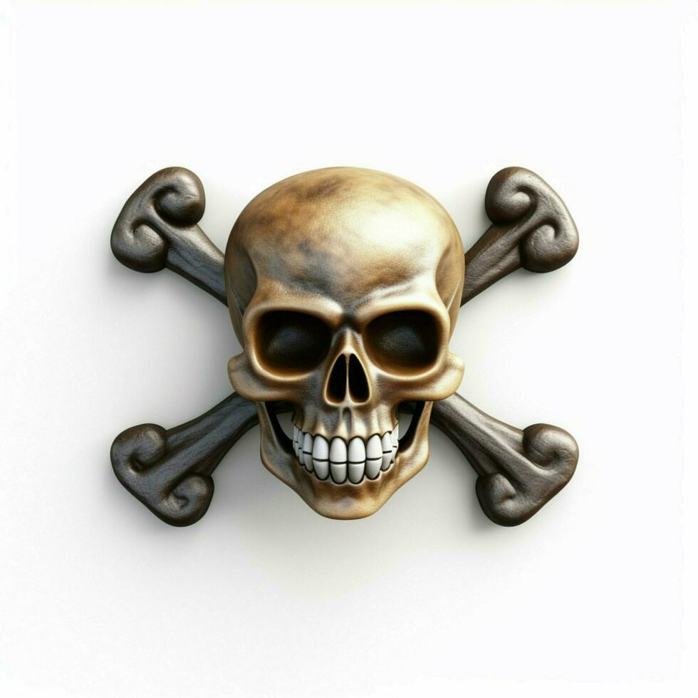 Skull and Crossbones emoji on white background high qualit photo