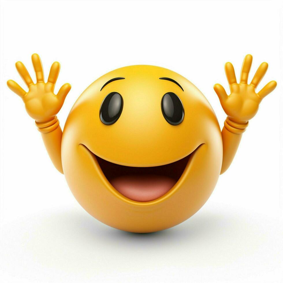 Smiling Face with Open Hands emoji on white background hig photo