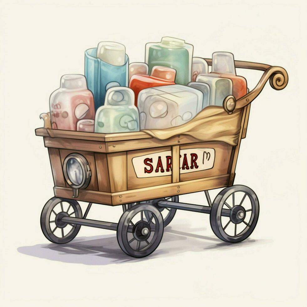 Soap-box cart 2d cartoon illustraton on white background h photo