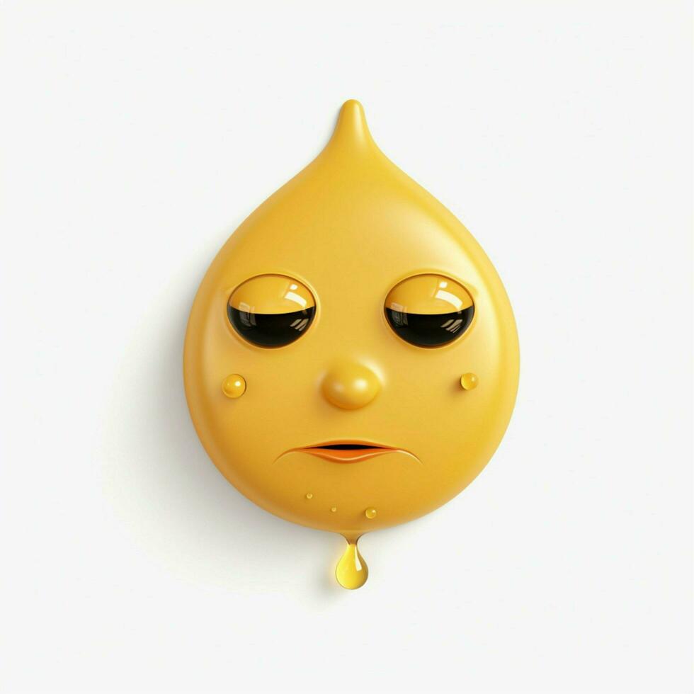 Smiling Face with Tear emoji on white background high qual photo