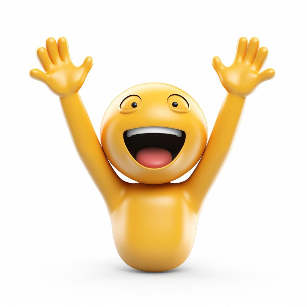 Smiling Face with Open Hands emoji on white background hig photo